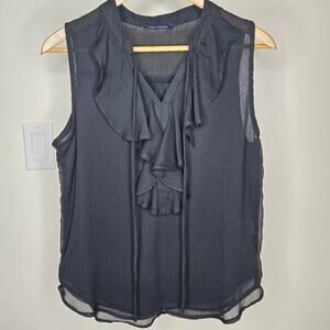 TOMMY HILFIGER Elegant Black Vneck Sleeveless Top with Ties